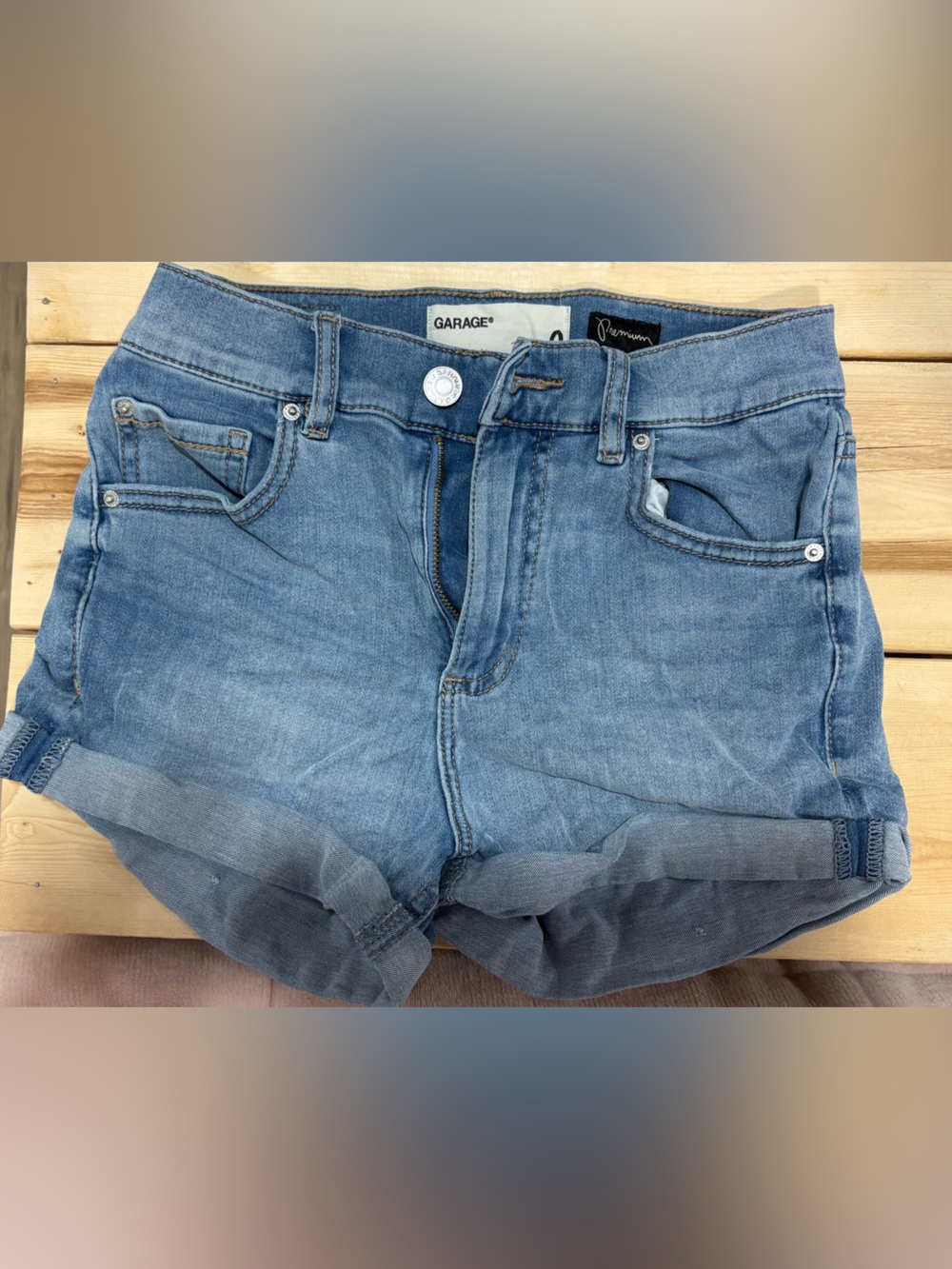 Garage Women's Medium Blue Denim Cuffed Shorts